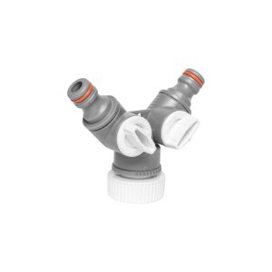1c – 3/4c T sa ventilima za spajanje dva baštenska creva za zalivanje. Dostupan u sivoj boji. Svaki proizvod VHITE LINE ima etiketu sa opisom i bar kodom. EAN: 5904182442892