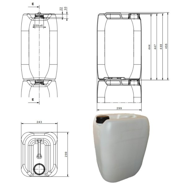 PE Kanister 25L – visokokvalitetan kanister od HDPE materijala za sigurno skladištenje tečnosti.