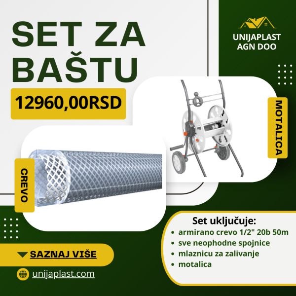 Set za zalivanje bašte predstavlja idealno rešenje za sve vaše potrebe u baštenskom navodnjavanju. Ovaj set uključuje motalicu za baštensko crevo White Line i armirano crevo 1/2" 20 bara, dužine 50 metara. Ova kombinacija osigurava efikasno, organizovano i dugotrajno korišćenje u vašoj bašti. U nastavku ćemo detaljno predstaviti karakteristike i prednosti ovog seta.